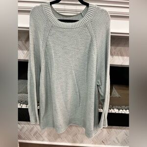 Sonoma Mint Light Green Pointe Knit Sweater Rolled Hem Crew Neck 3X